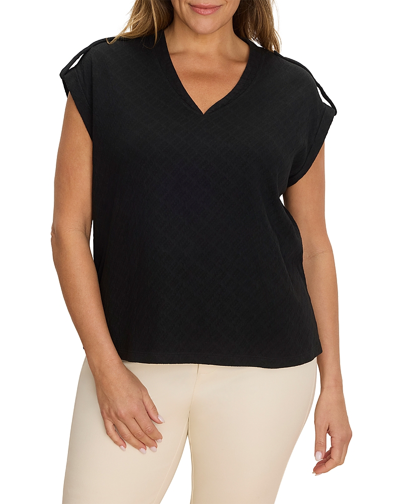 Nic+Zoe Plus Nzt Lace Knit Cap Sleeve Tee