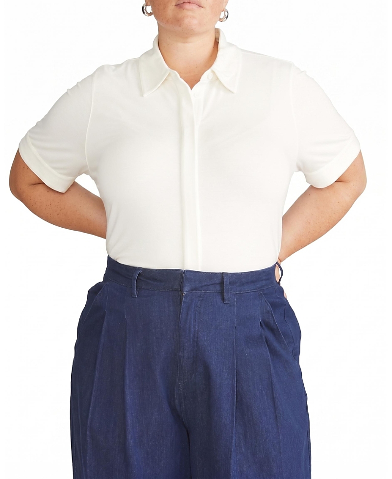 Universal Standard Women's Plus Chelsea Liquid Jersey Short Sleeve Shirt