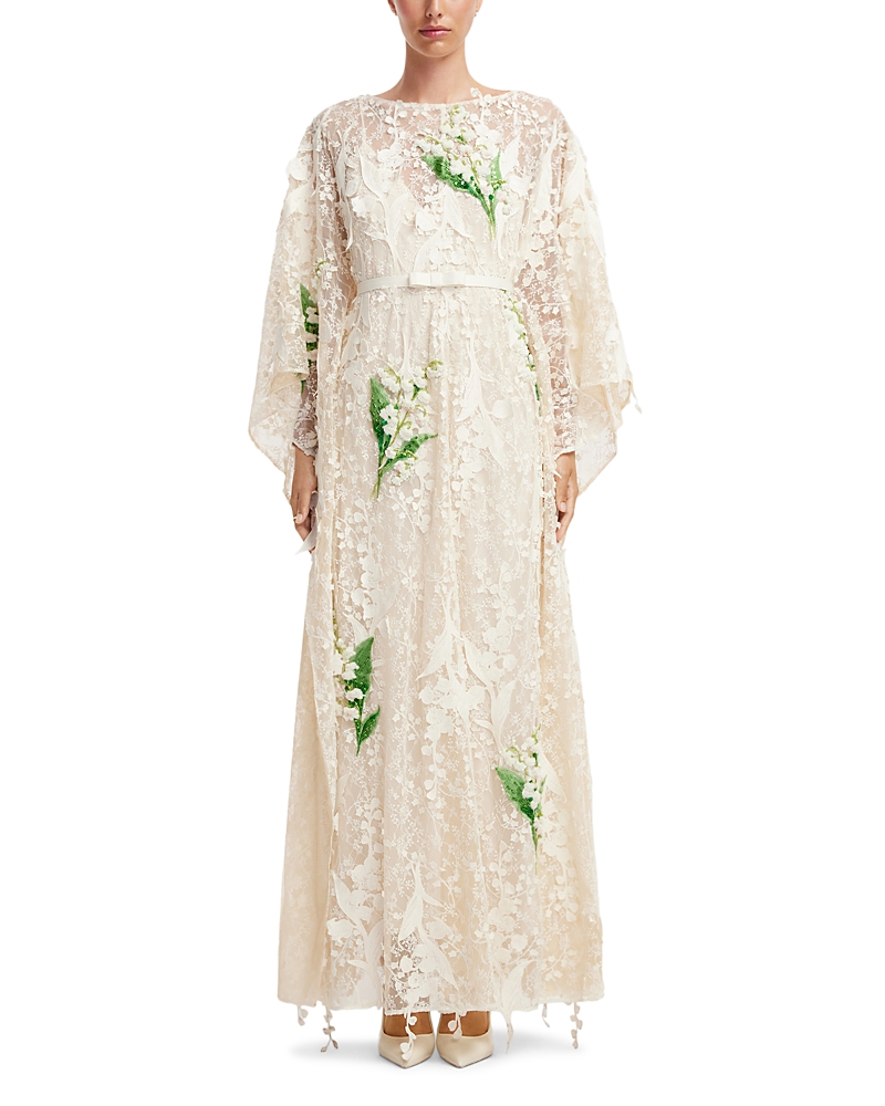 Leo Lin Willow Embellished Lace Kaftan Maxi Dress