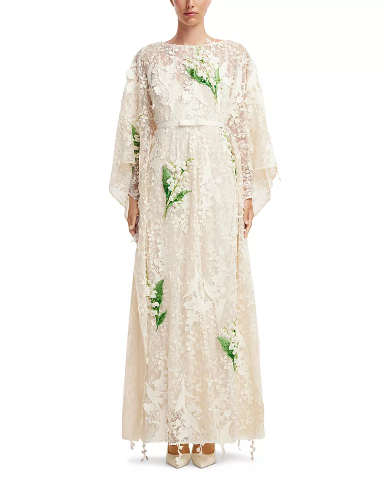 Leo Lin Willow Embellished Lace Kaftan Maxi Dress