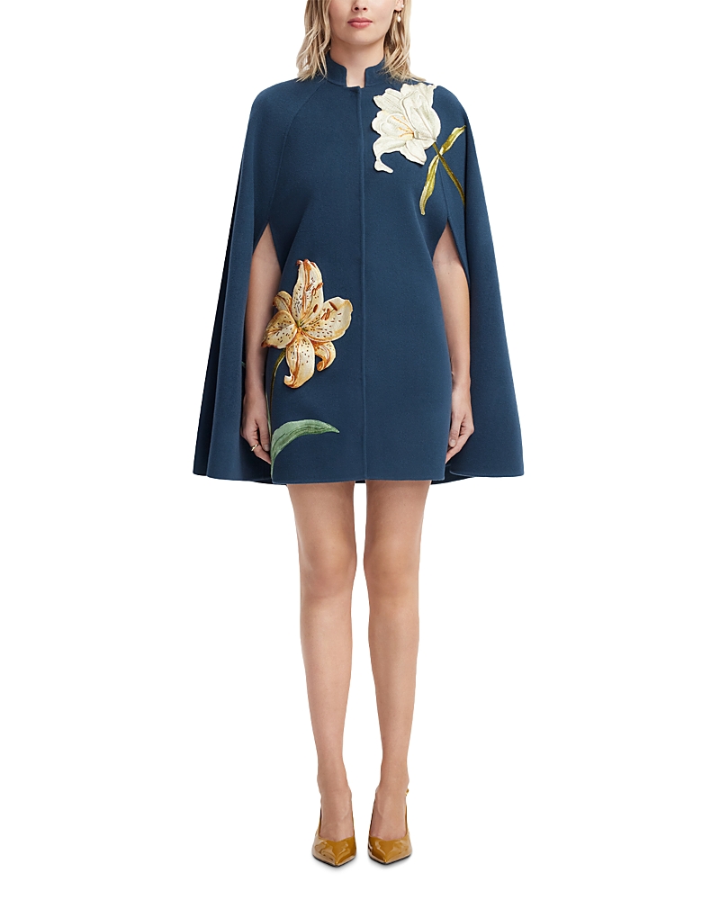 Leo Lin Sloane Embroidered Wool Cape Jacket