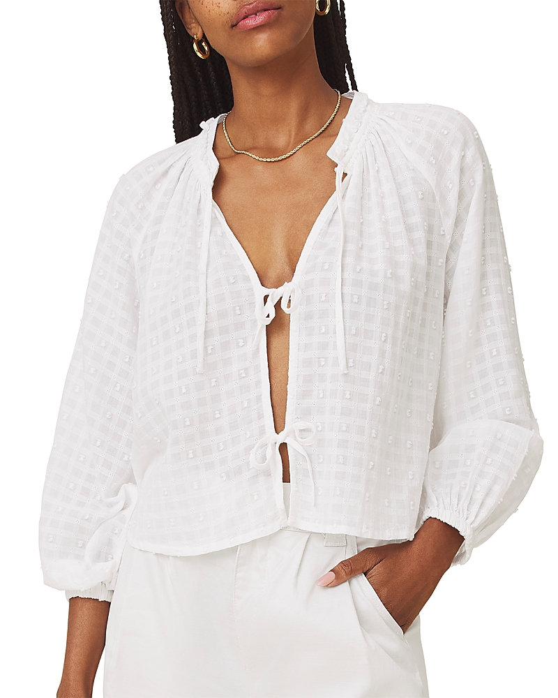 Splendid Fleur Tie Front Long Sleeve Blouse