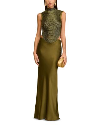 Taraji Sleeveless Beaded Layer Top & Chantel Silk Stretch Skirt