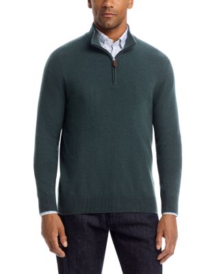 The Men's Store at Bloomingdale's Slate Green Cashmere Half-Zip Sweater - Exclusive