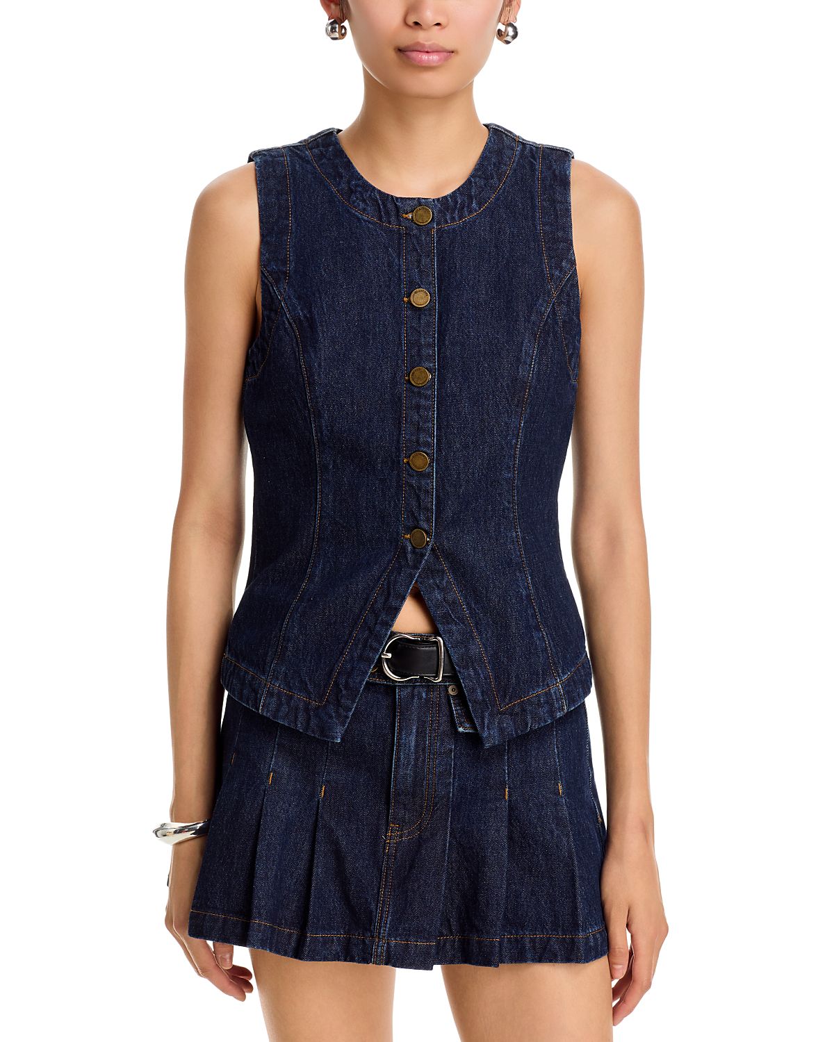 Blanknyc Denim Button Front Vest Top
