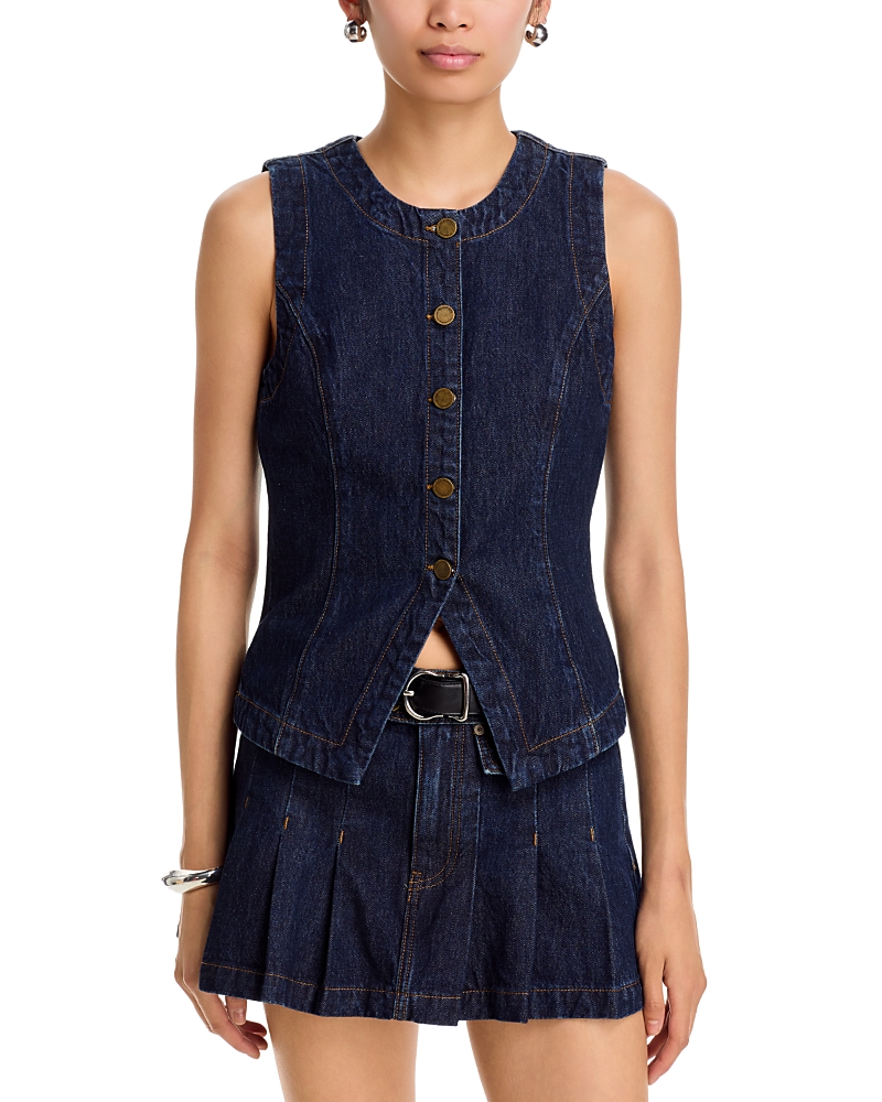 Blanknyc Denim Button Front Vest Top