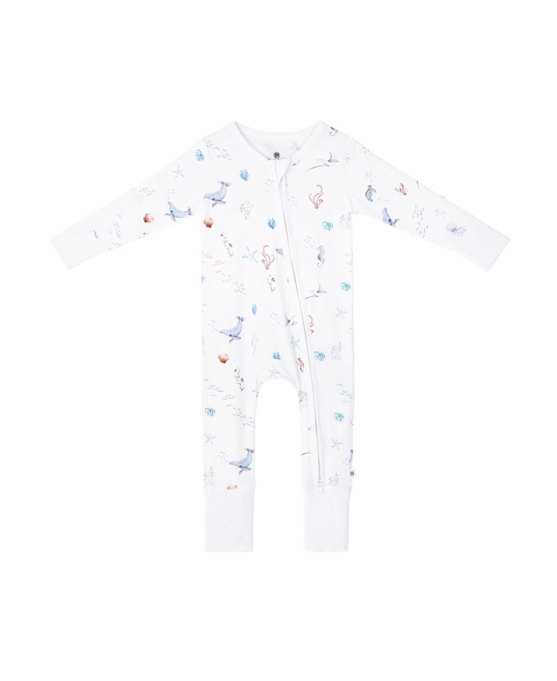 Malabar Baby Unisex Zipper Romper - Baby In White