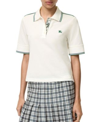  Cropped Cotton Tennis Polo Shirt