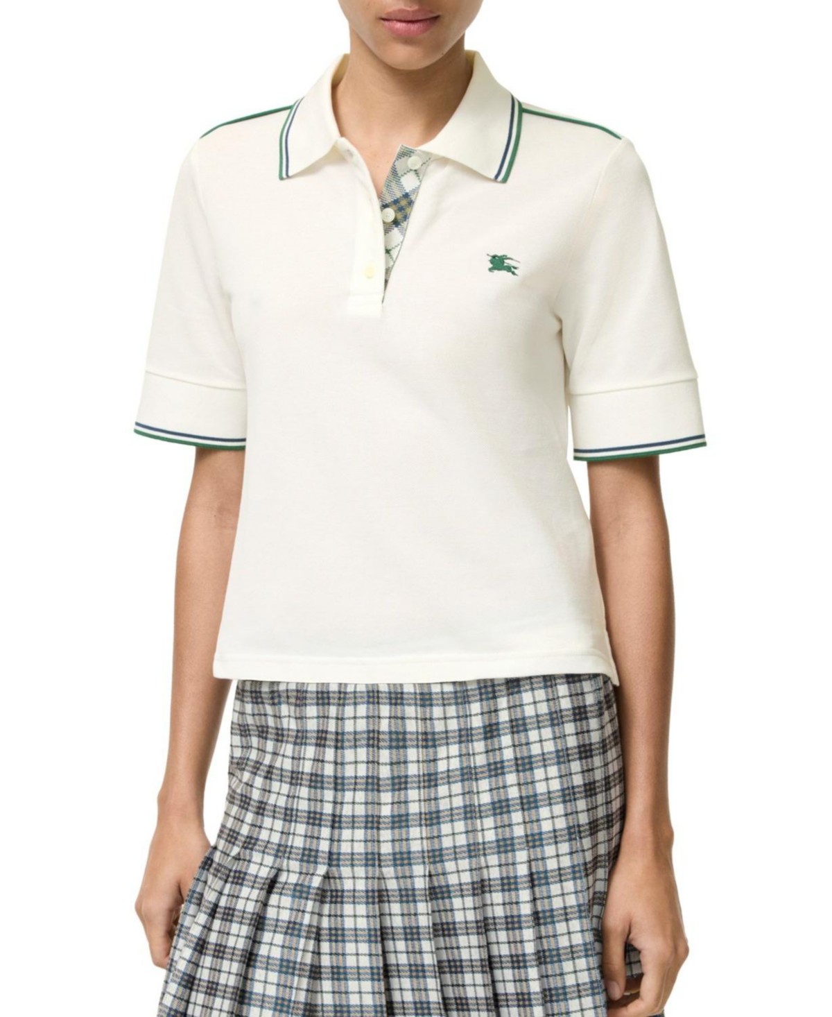 Cropped Cotton Tennis Polo Shirt