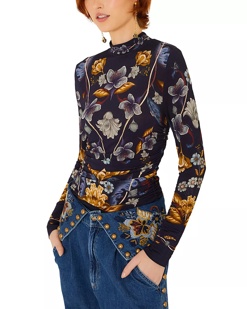 Farm Rio Golden Nature Ruched Top