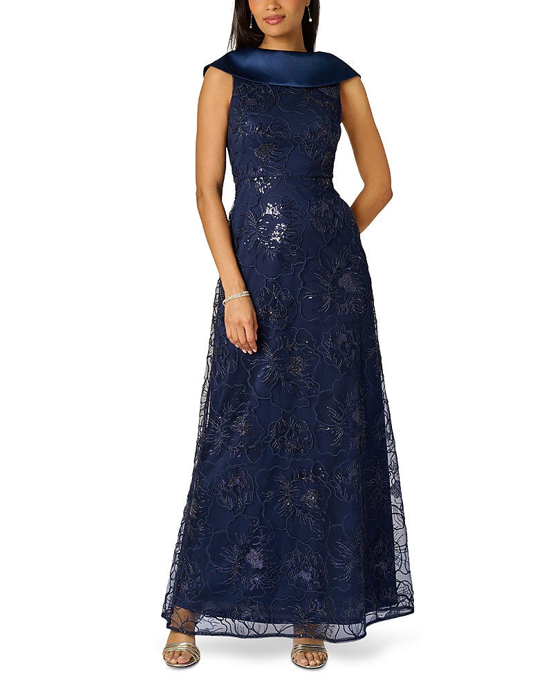 Adrianna Papell Sleeveless Embroidered Gown