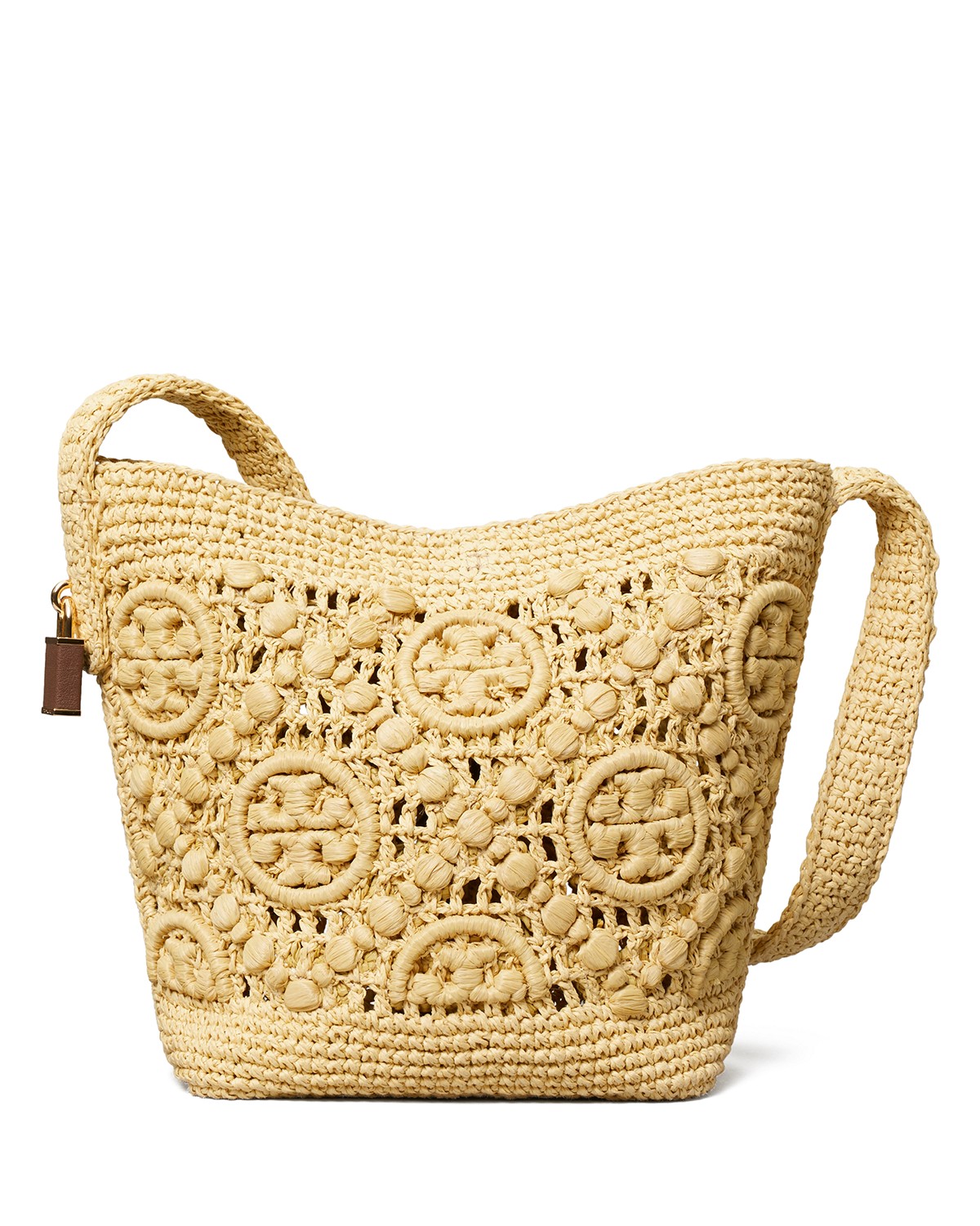 Tory Burch Monogram Crochet Straw Shoulder Bag