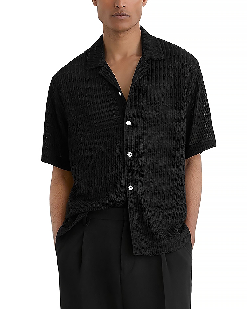 Reiss Crochet Knit Cuban Shirt