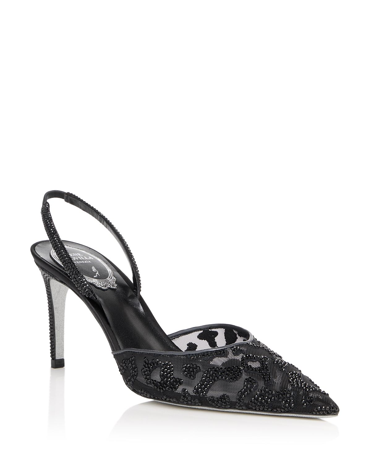 Rene Caovilla Women's Embellished Mesh Slingback Pumps