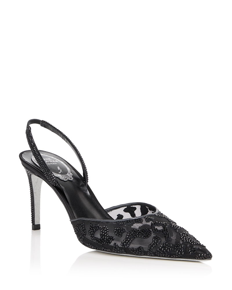 Rene Caovilla Women's Embellished Mesh Slingback Pumps