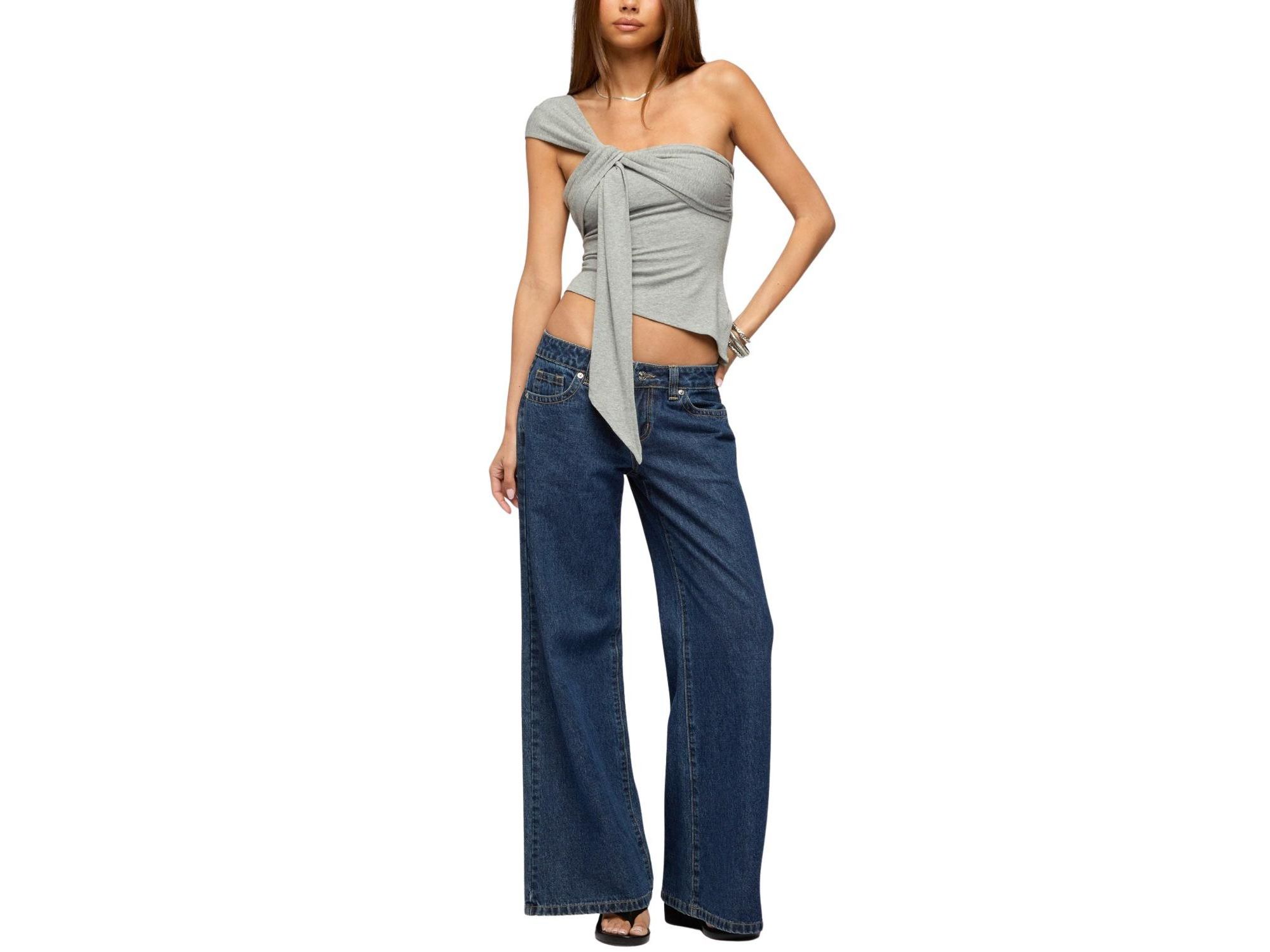 Zoie Draped Tie One Shoulder Top — Image 3