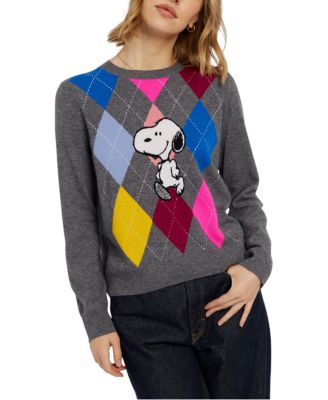  Women's Wool-Cashmere Snoopy Argyle Sweater