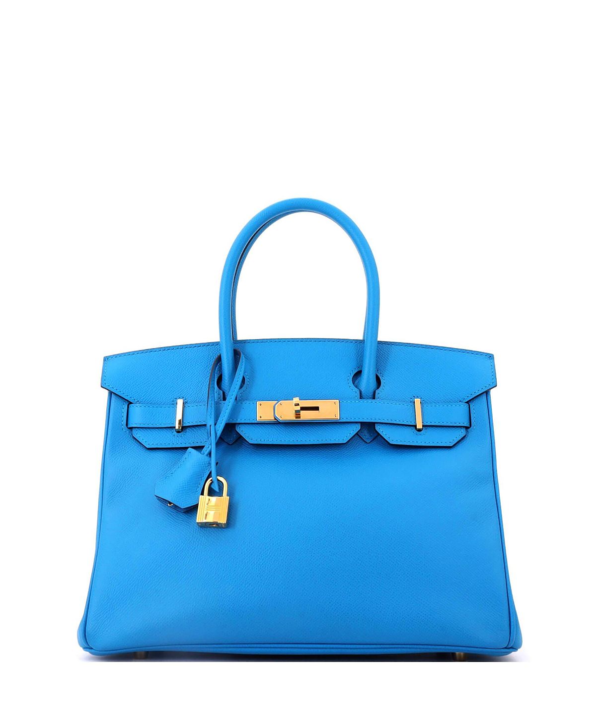 Pre-Owned HERMES Birkin 30 Handbag Blue Epsom with Gold Hardware