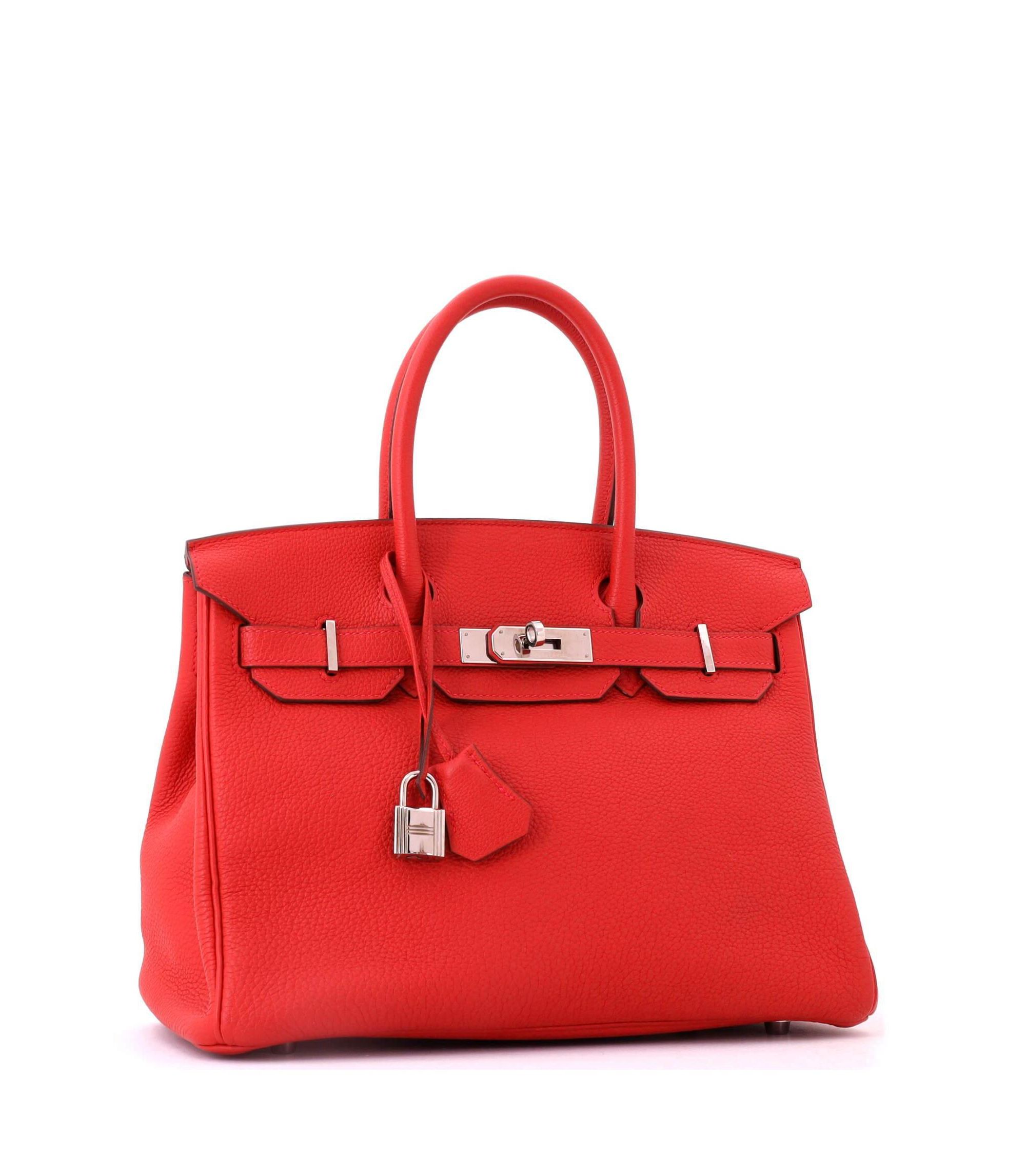Birkin 30 Handbag Red Togo with Palladium Hardware — Image 5