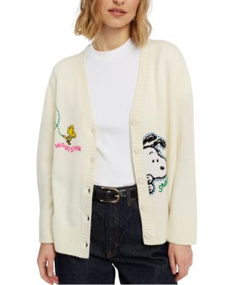  Women's Wool-Cashmere Snoopy Embroidered Cardigan