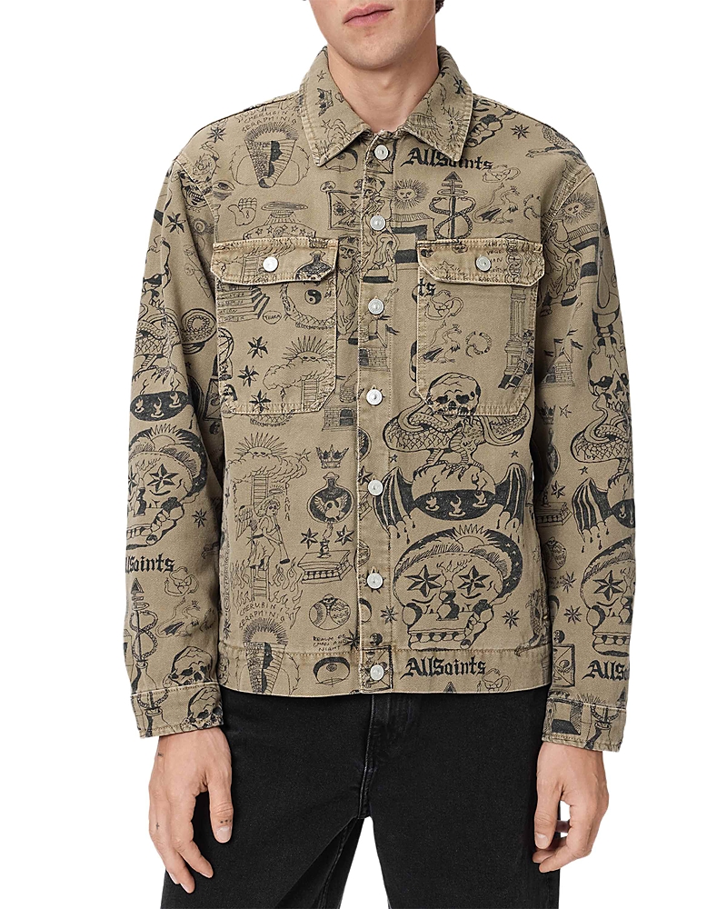 Allsaints Sherb Tattoo Graphics Canvas Logo Shirt Jacket