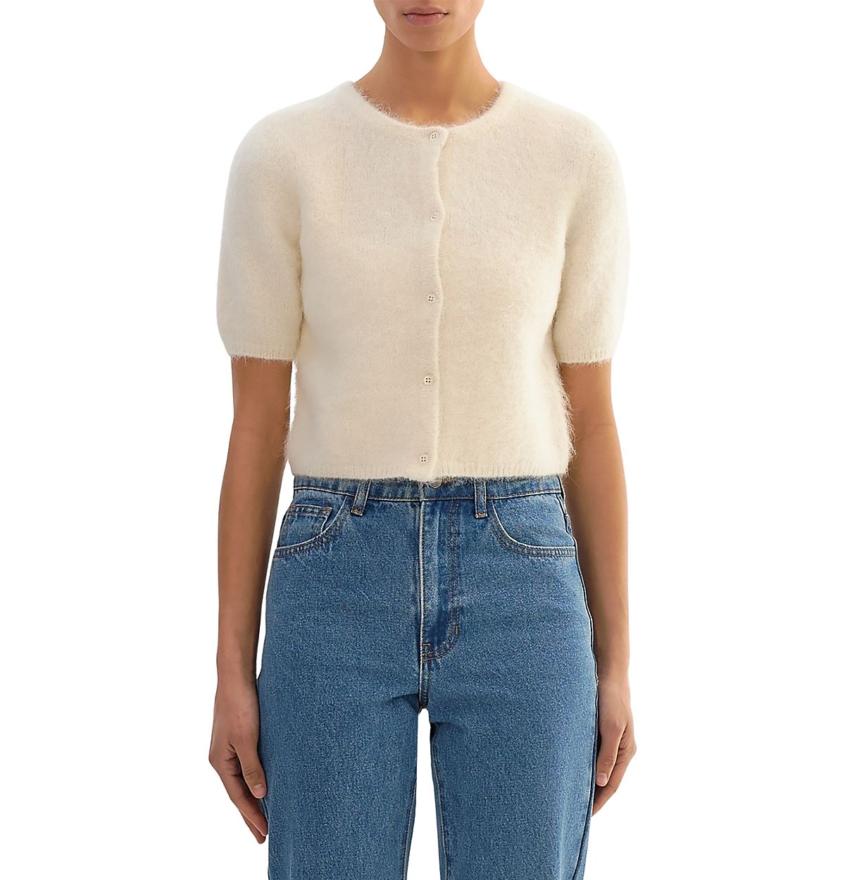 Lamarque Kendra Cropped Alpaca Blend Cardigan Sweater