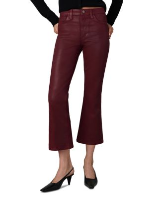 The Callie Coated High Rise Cropped Bootcut Jeans in Syrah