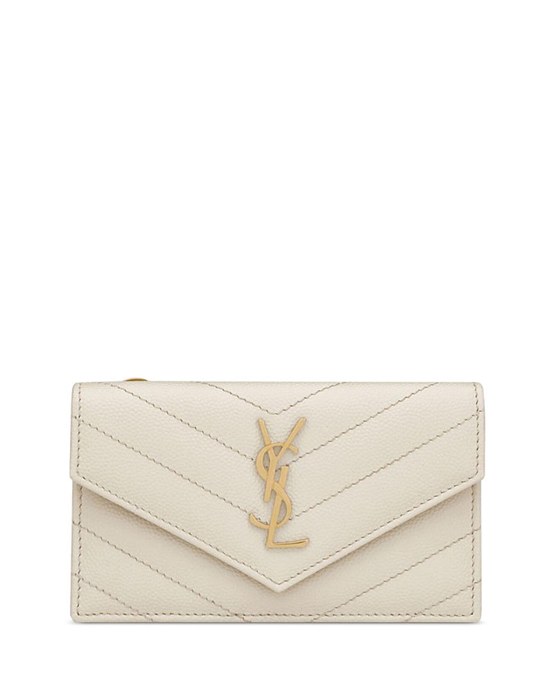 Saint Laurent Cassandre Fragments Flap Card Case in Lambskin · OS