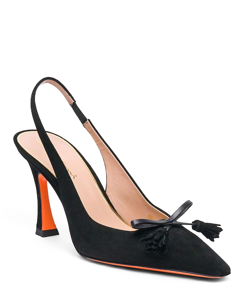Santoni Women's Suede High-Heel Slingback Pumps