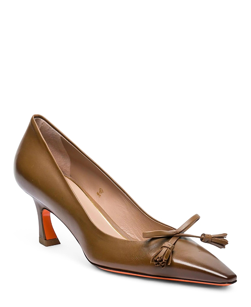 Santoni Women's Mid-Heel Patent Leather Pumps