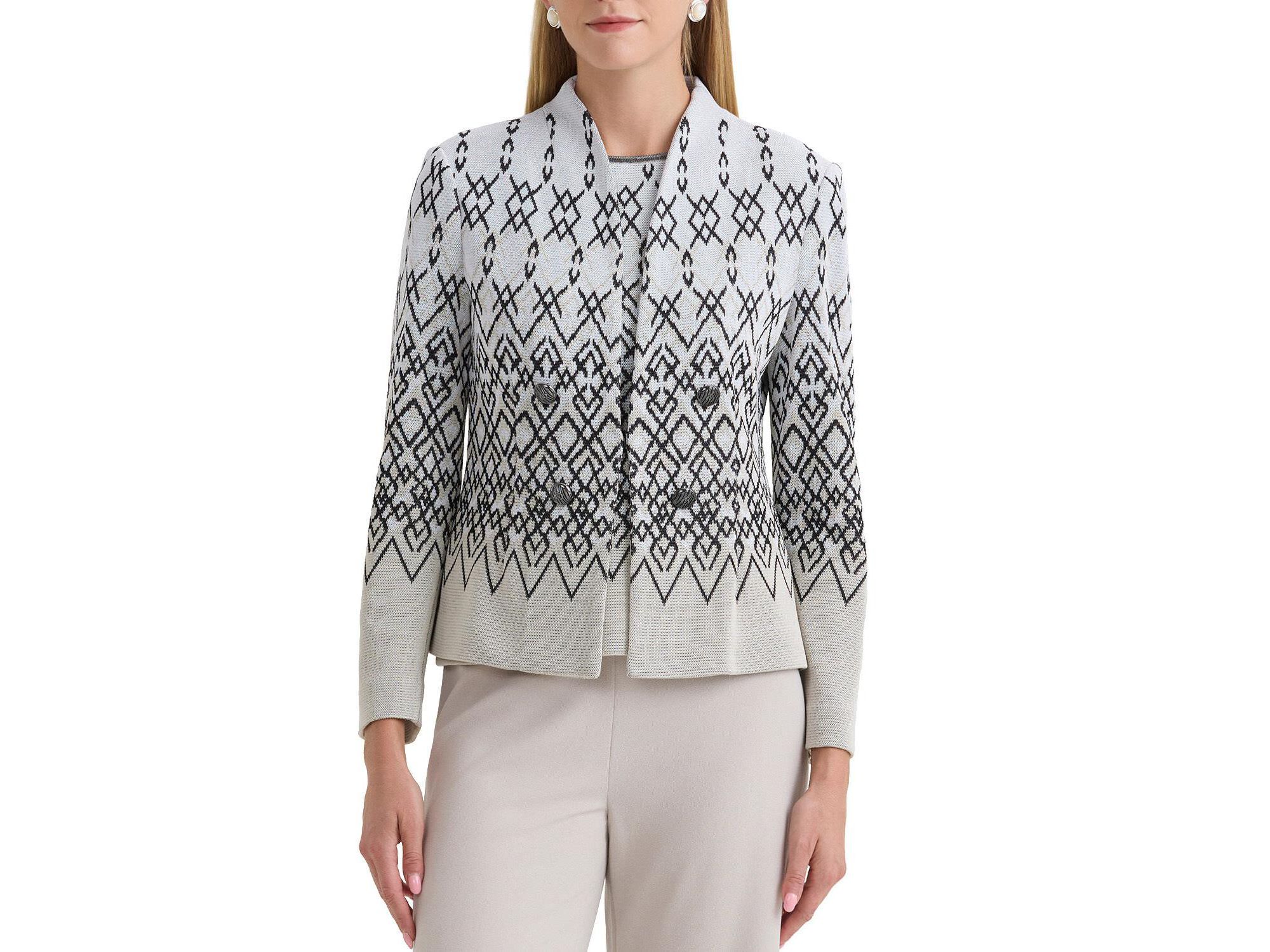 Plus Diamond Jacquard Knit Jacket - Image 1