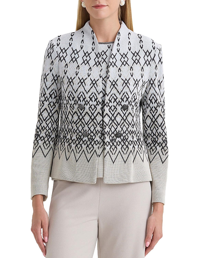 Ming Wang Plus Diamond Jacquard Knit Jacket