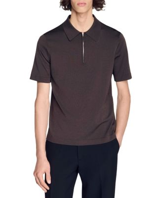 Knitted Polo Shirt with Zip Collar
