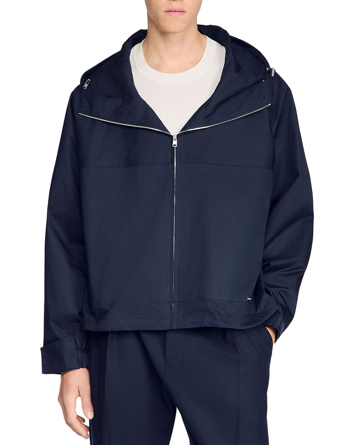 Sandro New Windy Hooded Zip Up Cotton Jacket