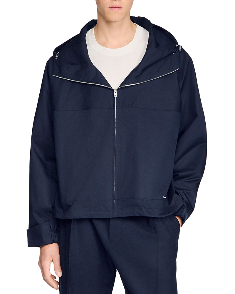 Sandro New Windy Hooded Zip Up Cotton Jacket