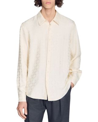  Jacquard Square Cross Loose Fit Shirt