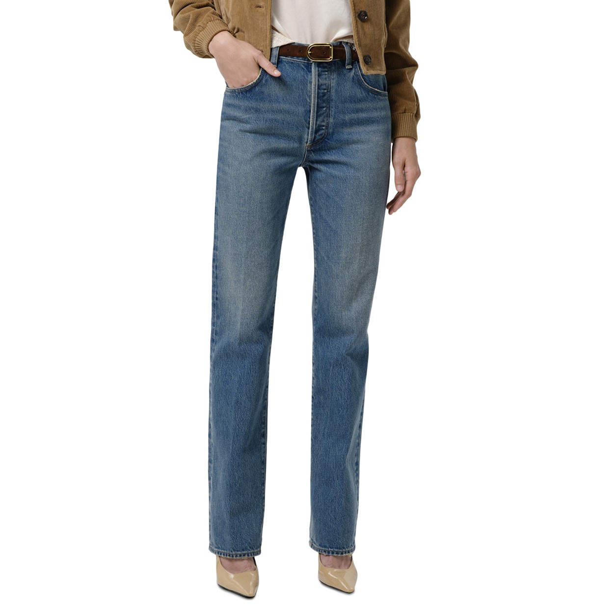 90s French High Rise Straight Jeans in Dirty Martini