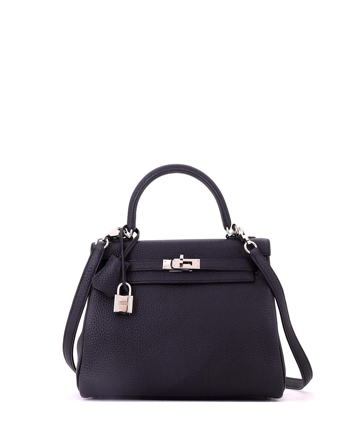 Pre-Owned HERMES Kelly 25 Handbag Black Togo with Palladium Hardware
