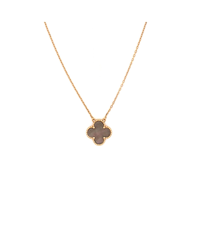 Pre-Owned Van Cleef & Arpels Vintage Alhambra Pendant Necklace 18K Rose Gold and Grey Mother of Pearl, 16.5