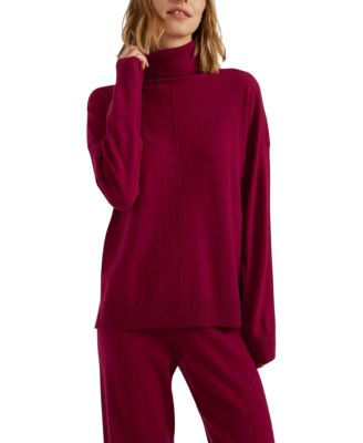  Women's Relaxed Roll Neck Wool & Cashmere Sweater