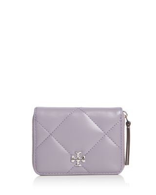Small Kira Diamond Quilt Leather Zip Around Wallet