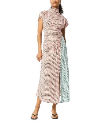 Graphic Check Cowl Neck Dress