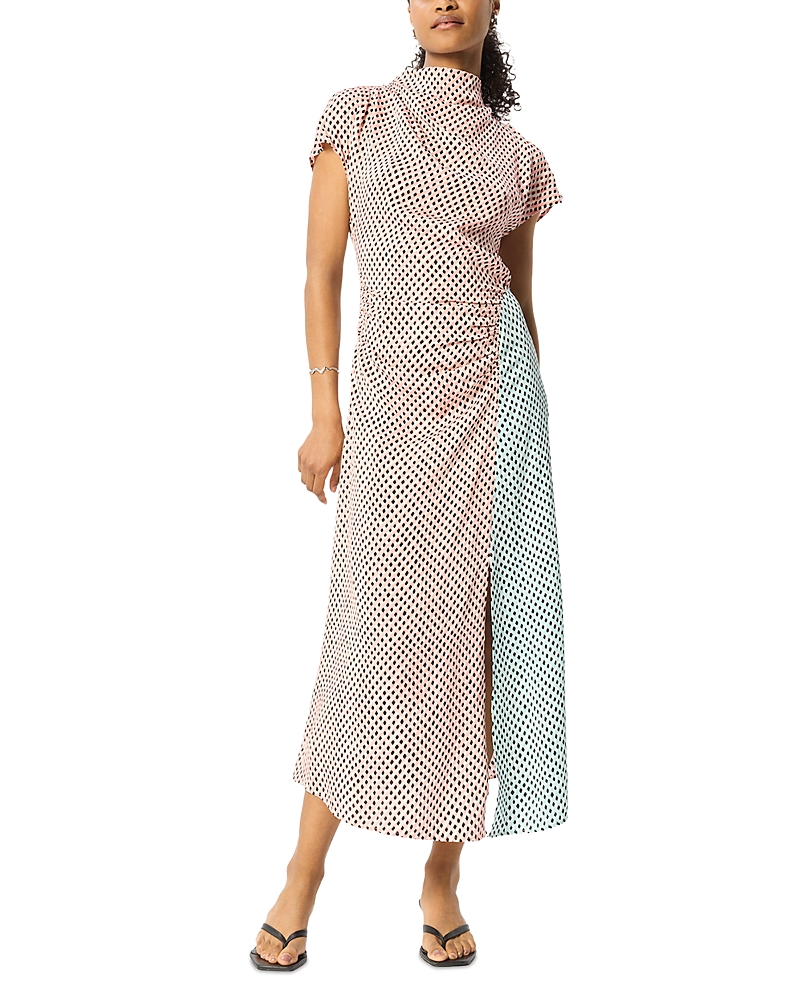 Whistles Graphic Check Cowl Neck Dress
