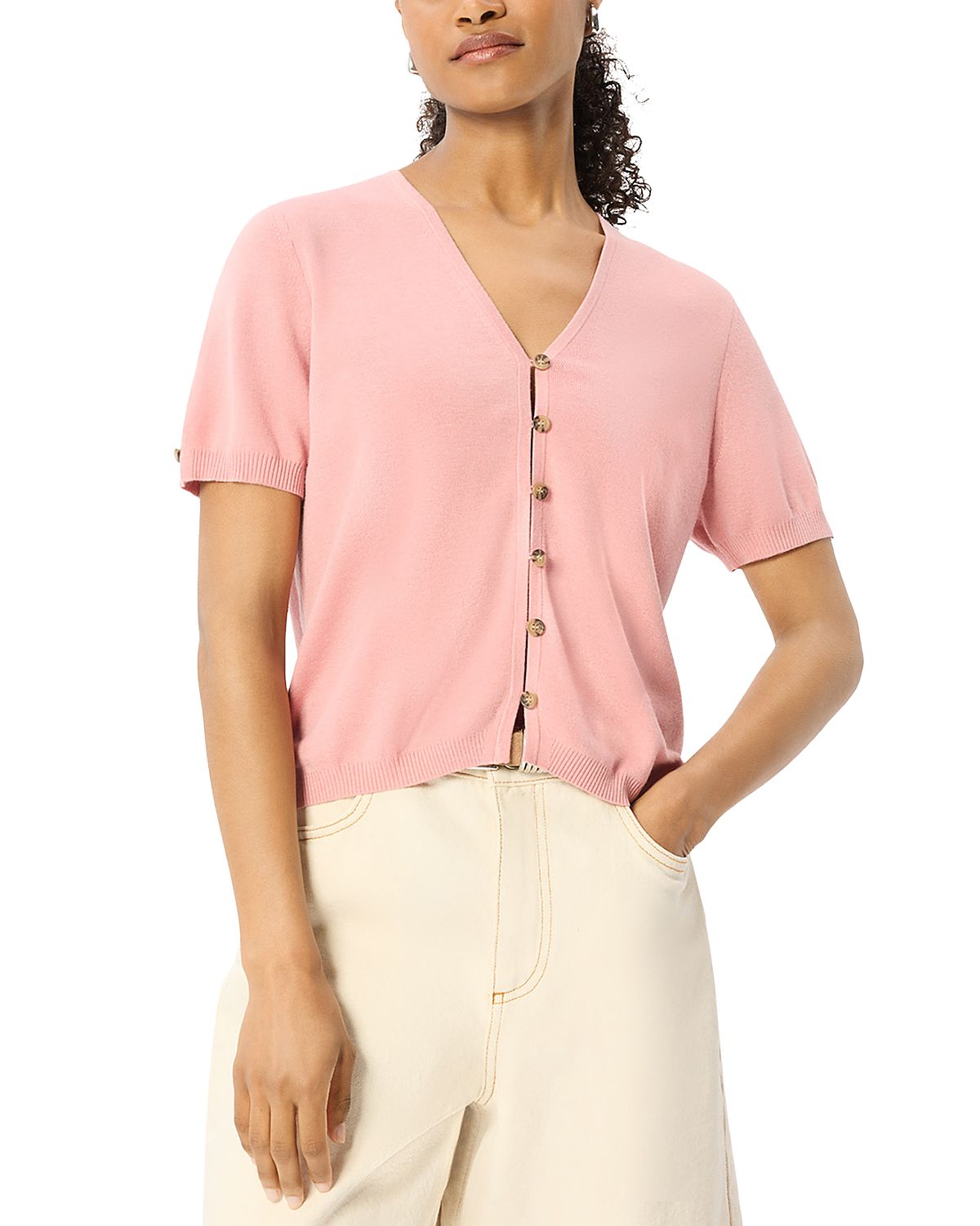 Whistles Short Sleeve Button Front Top
