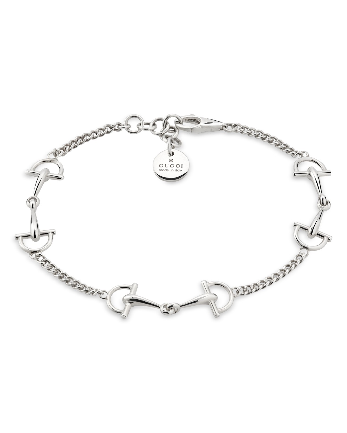 Gucci Sterling Silver Staffa Stirrup Elements Link Bracelet