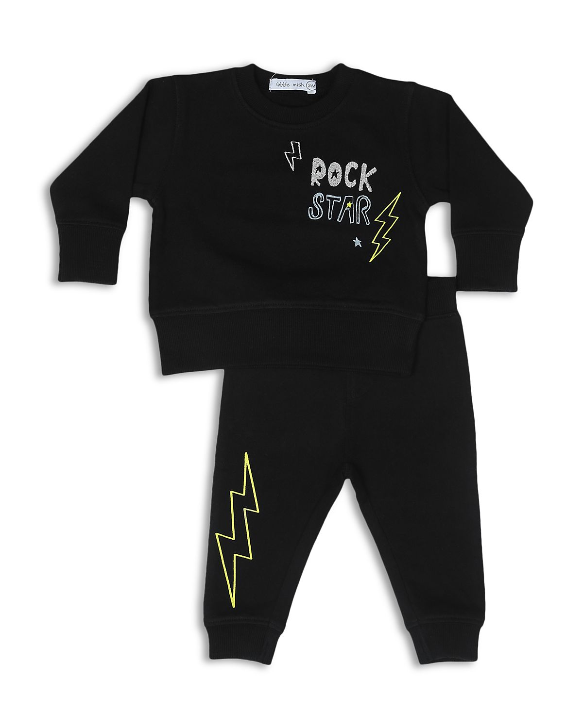 Little Mish Boys' Rock Doodles Embroidered Details French Terry Top & Pants Set - Baby