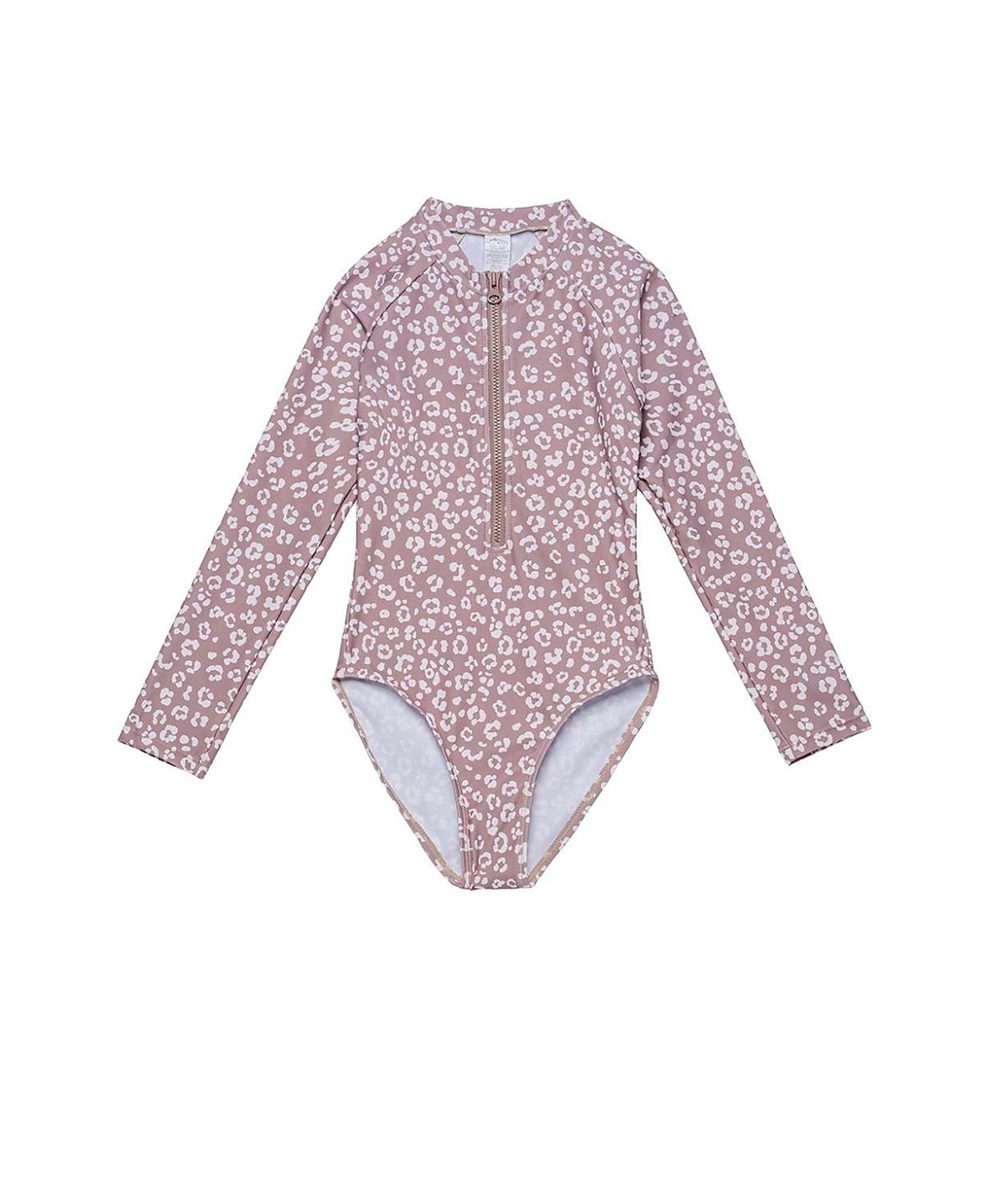 Gottex Kids Girls' Leopard Love Long Sleeve Zip Front One Piece - Little Kid, Big Kid