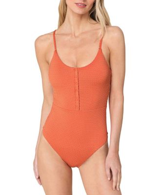 Women's Snap Scoop Neck One Piece Swimsuit