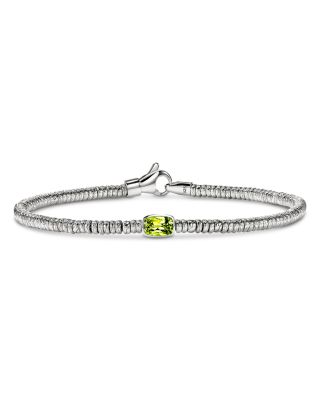  Sterling Silver Heishi Peridot Bead Bracelet