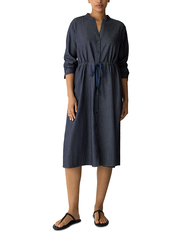 Eileen Fisher Mandarin Collar Midi Dress